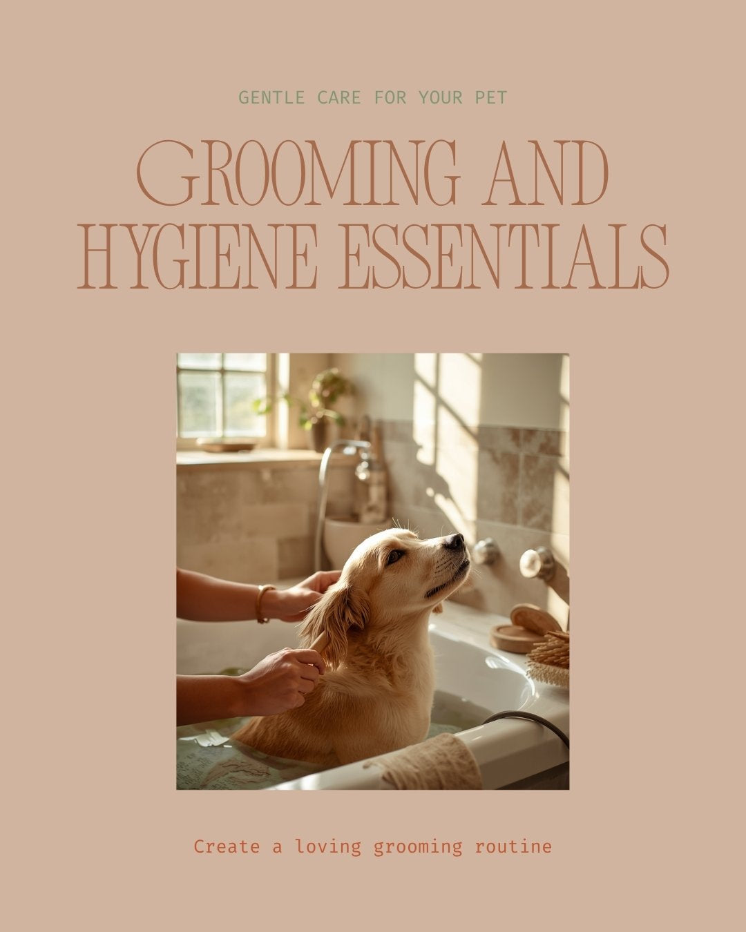 Dog being gently groomed at home