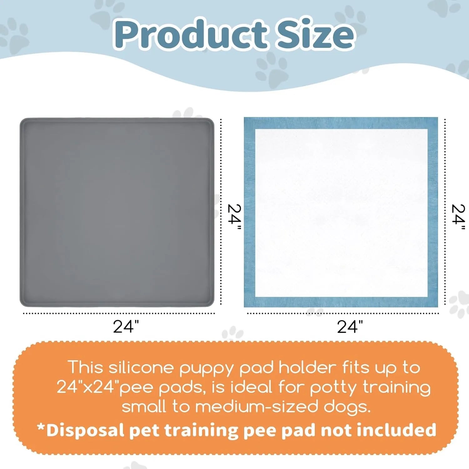 Silicone Dog Potty Pad Holder with High Sides Anti-Overflow Design for Small Medium Dogs Includes Disposable Pee Pads