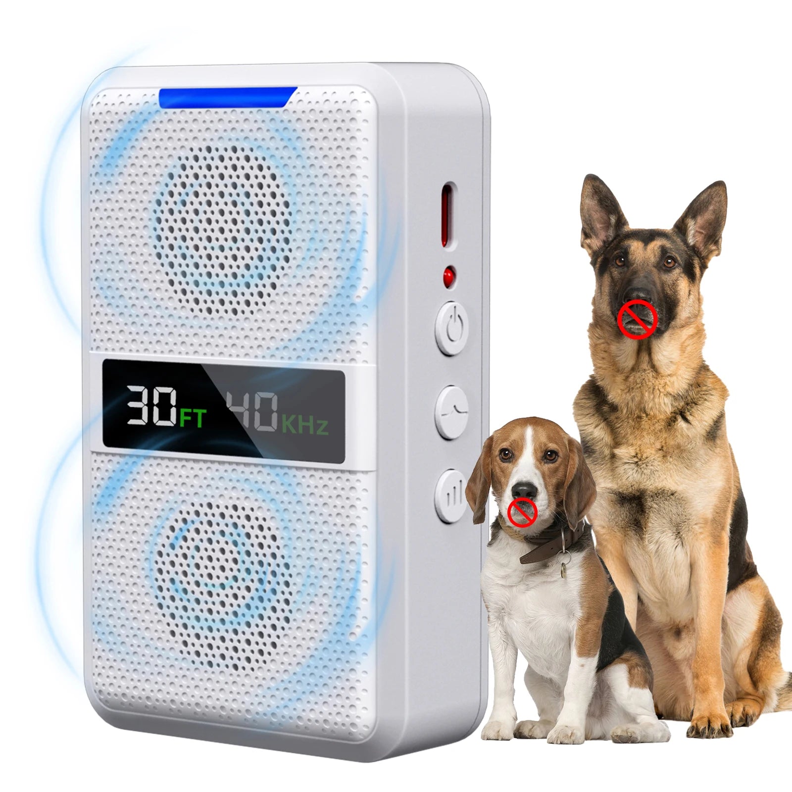 Ultrasonic Anti Barking Device 30FT Range Dog Bark Control Deterrent with LED Display 3 Frequencies Rechargeable Training Tool